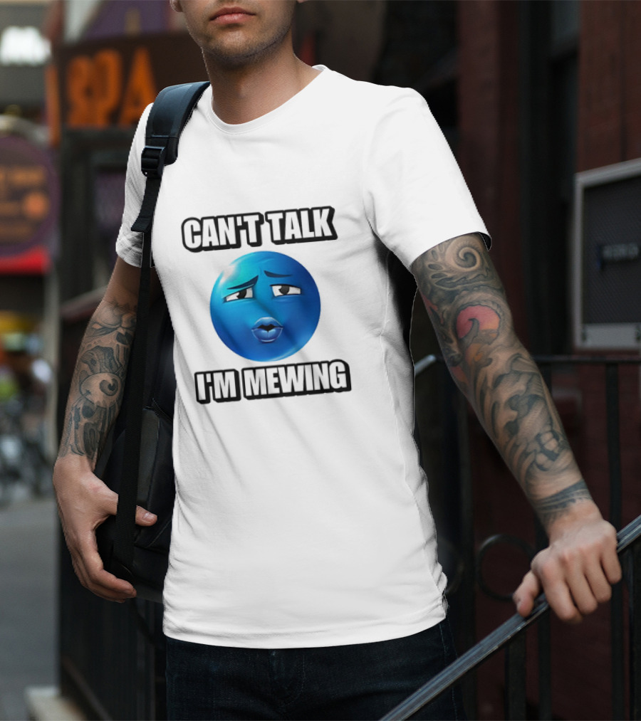Can't Talk Blue Emoji Mewing Meme T-Shirt