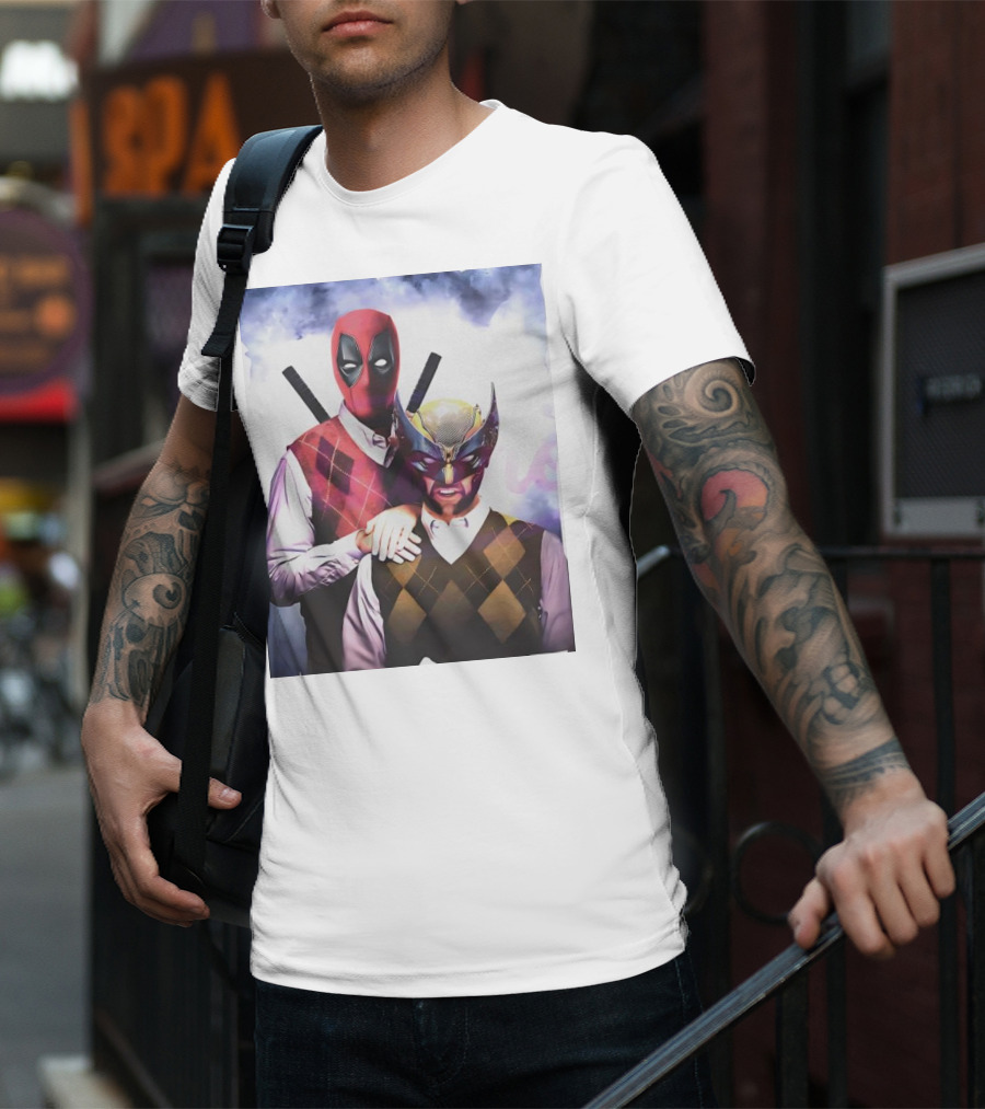 Retro Deadpool And Wolverine Step Brothers Iconic Parody Image T-Shirt
