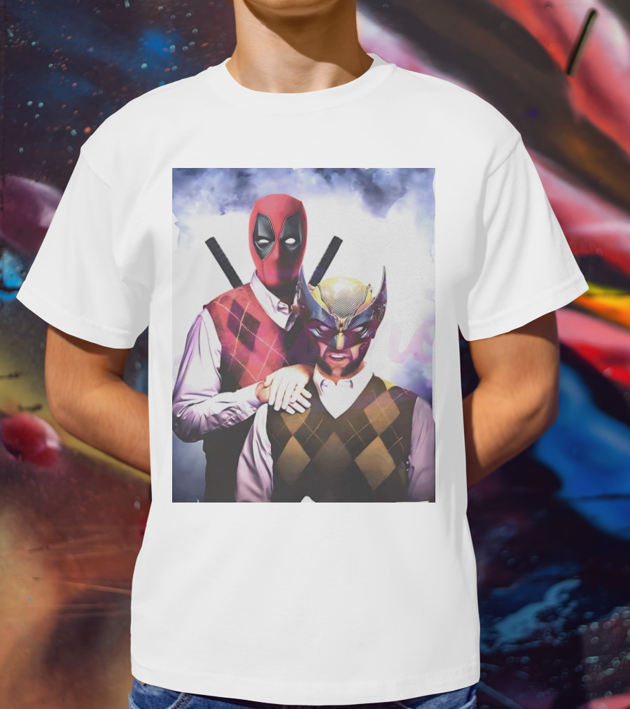 Retro Deadpool And Wolverine Step Brothers Iconic Parody Image T-Shirt
