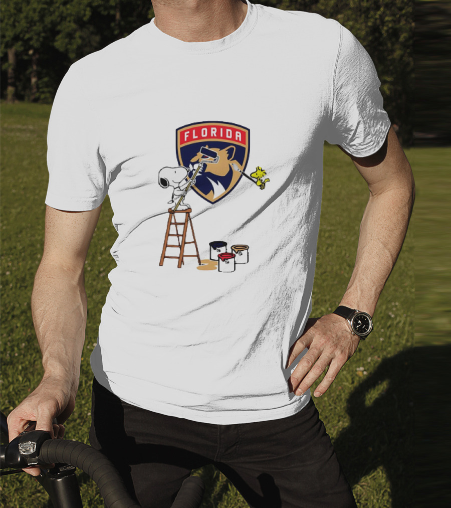Snoopy And Woodstock Painting Florida Panthers T-Shirt
