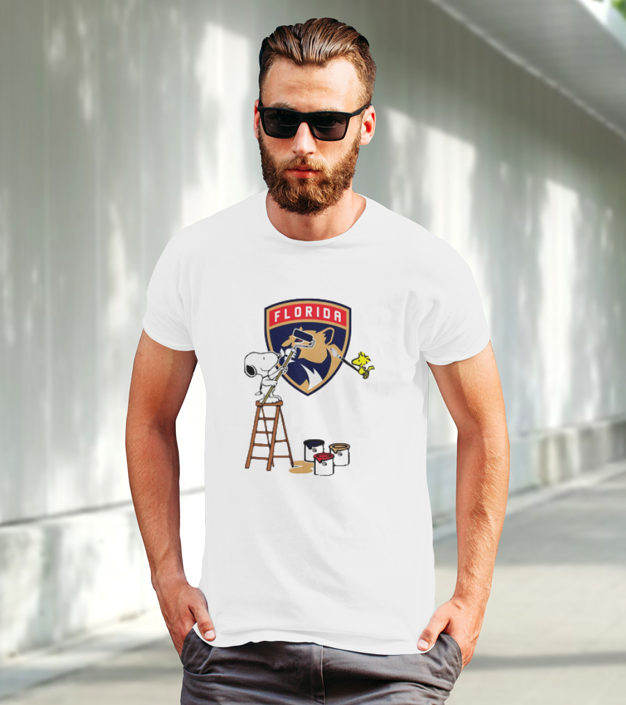 Snoopy And Woodstock Painting Florida Panthers T-Shirt