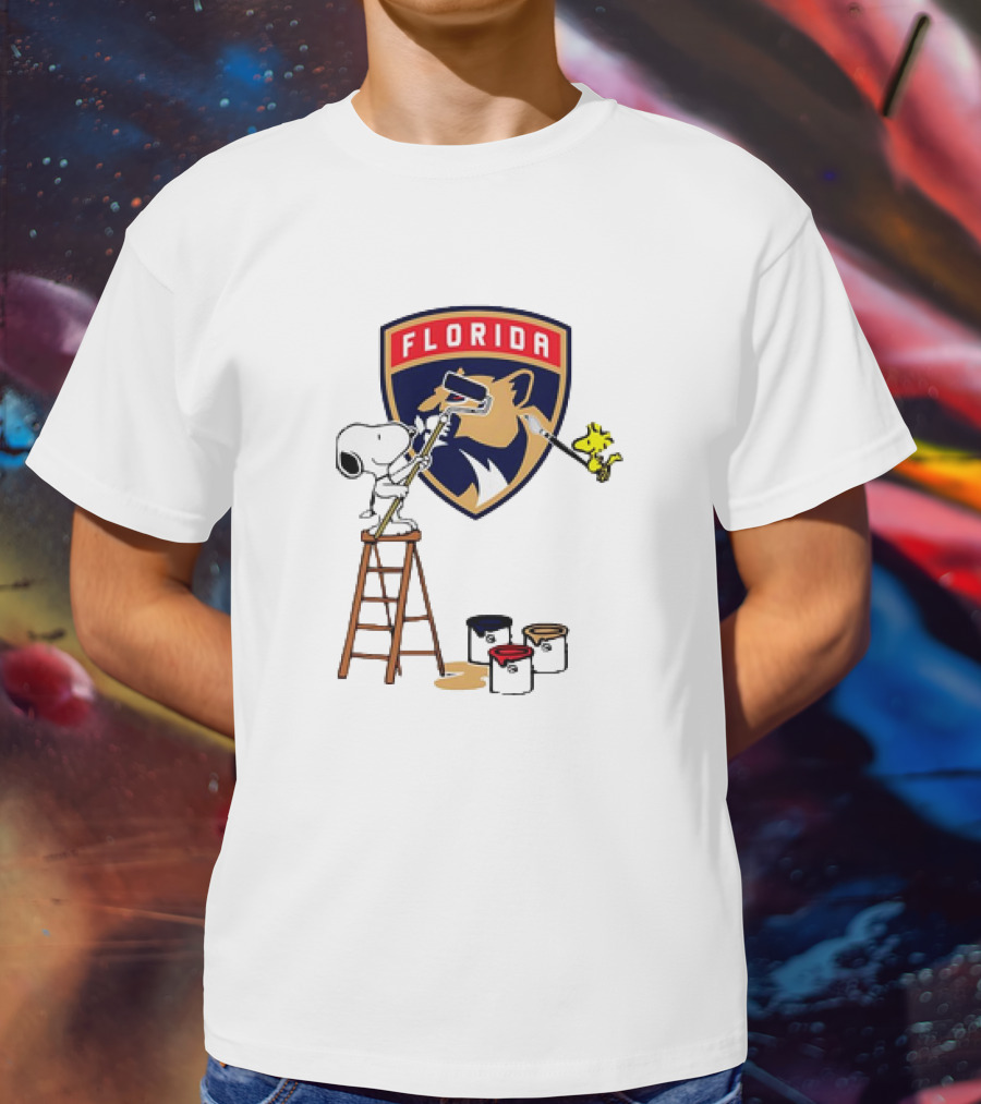 Snoopy And Woodstock Painting Florida Panthers T-Shirt