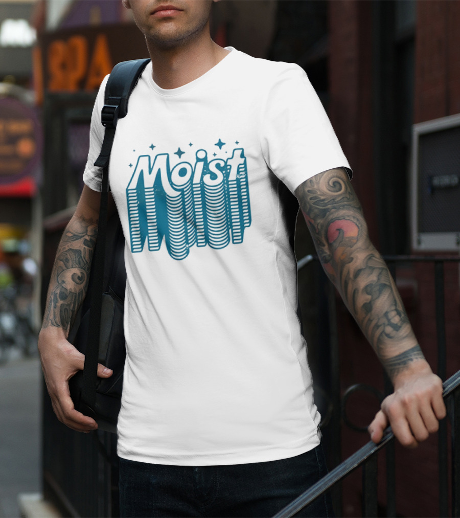 Moist 3D Text With Stars V2 T-Shirt
