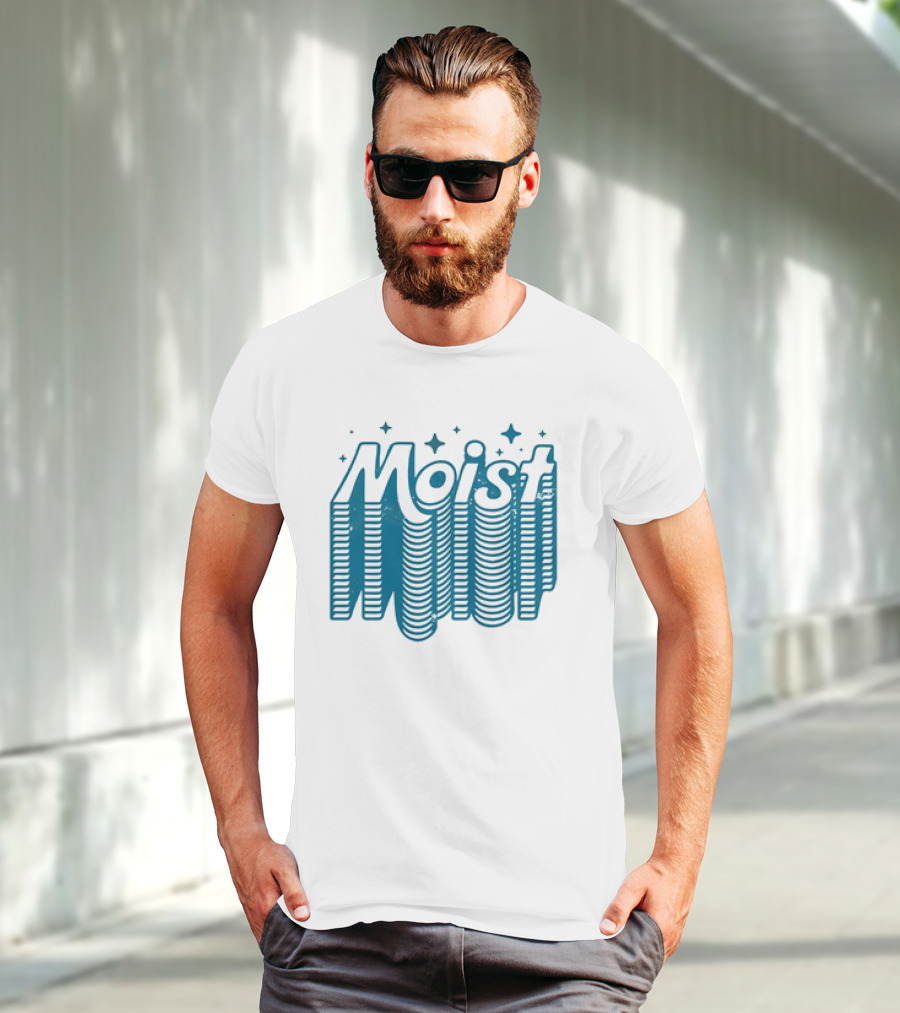 Moist 3D Text With Stars V2 T-Shirt