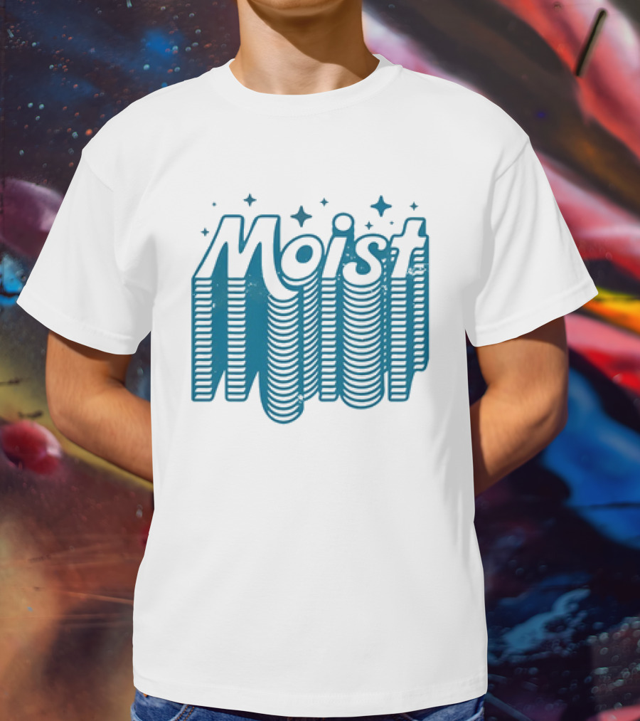 Moist 3D Text With Stars V2 T-Shirt