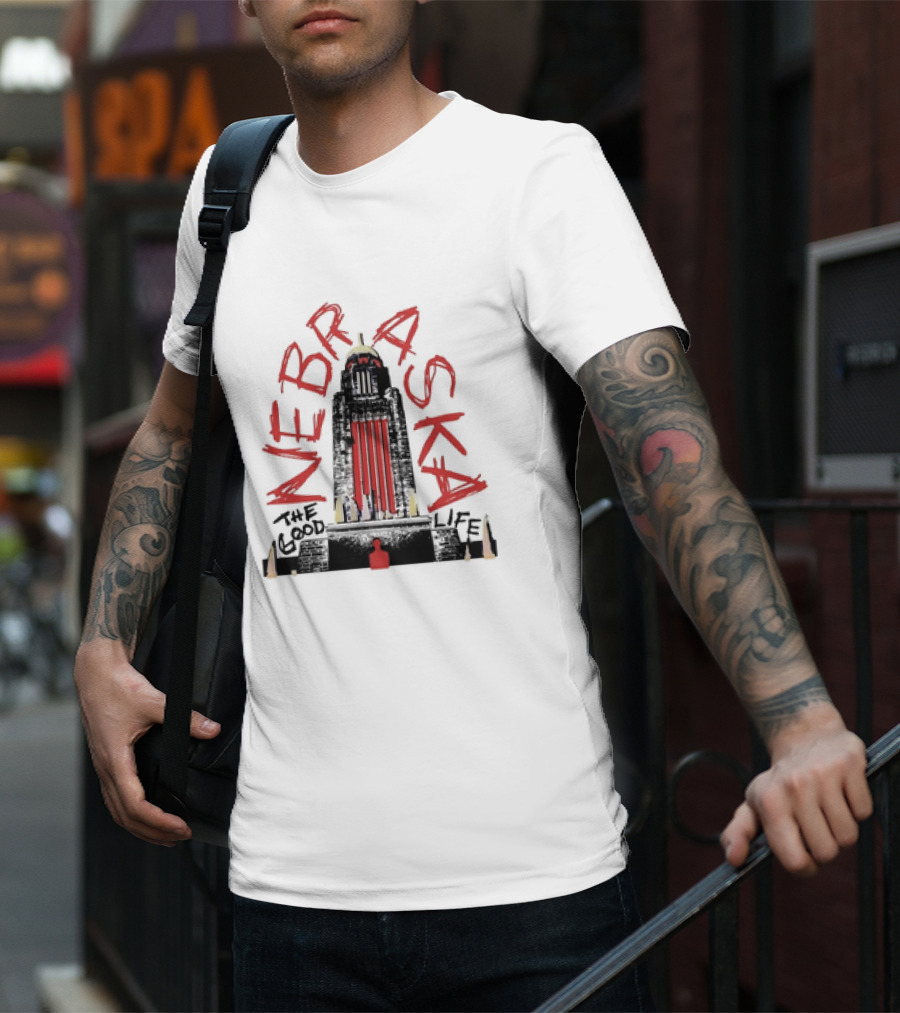 Nebraska The Good Life Capitol Building Stylistic T-Shirt