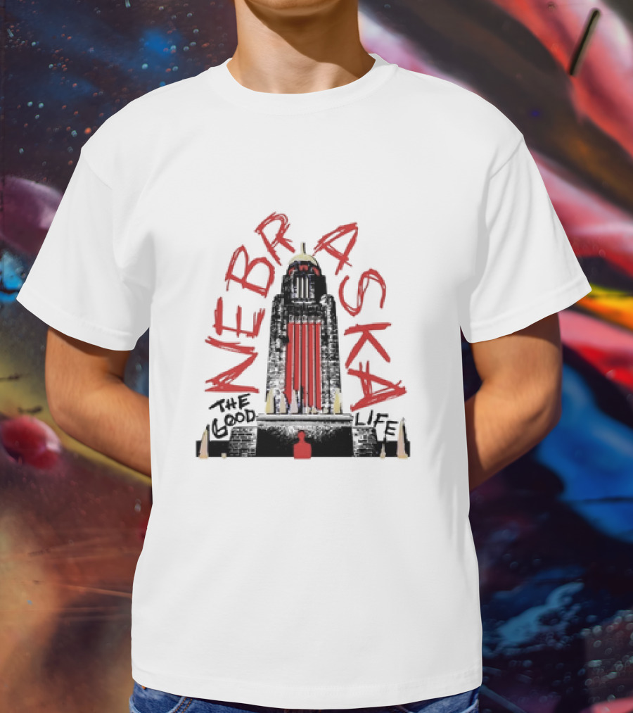 Nebraska The Good Life Capitol Building Stylistic T-Shirt