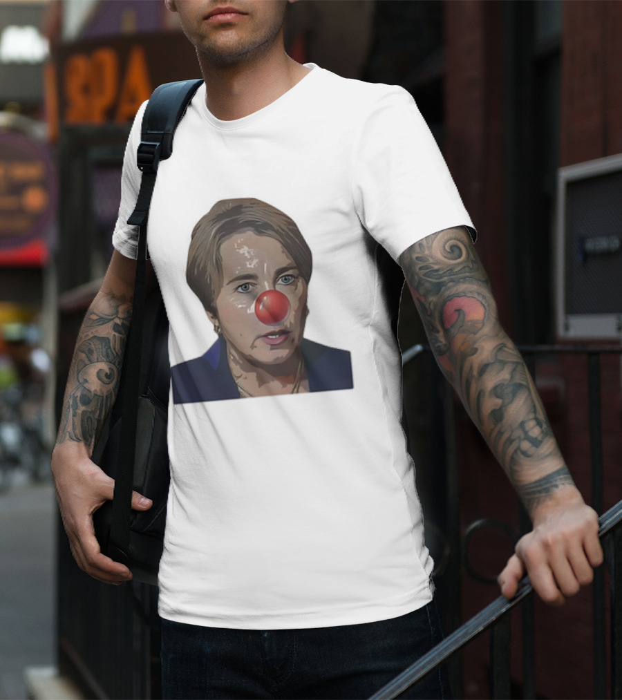 Maura Healey Cartoon Clown Nose Face Image T-Shirt