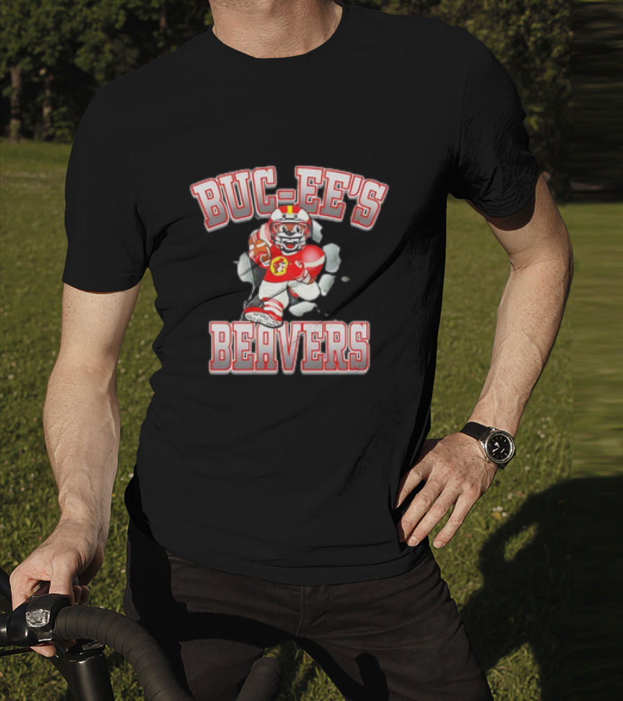 Buc-Ee’s Beavers Football Mascot Running With Ball T-Shirt