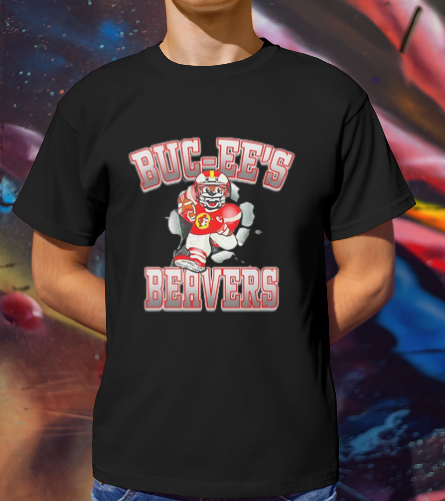 Buc-Ee’s Beavers Football Mascot Running With Ball T-Shirt