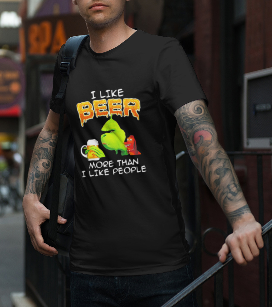 Grinch I Like Beer More Than I Like People With Dog Iconic T-Shirt