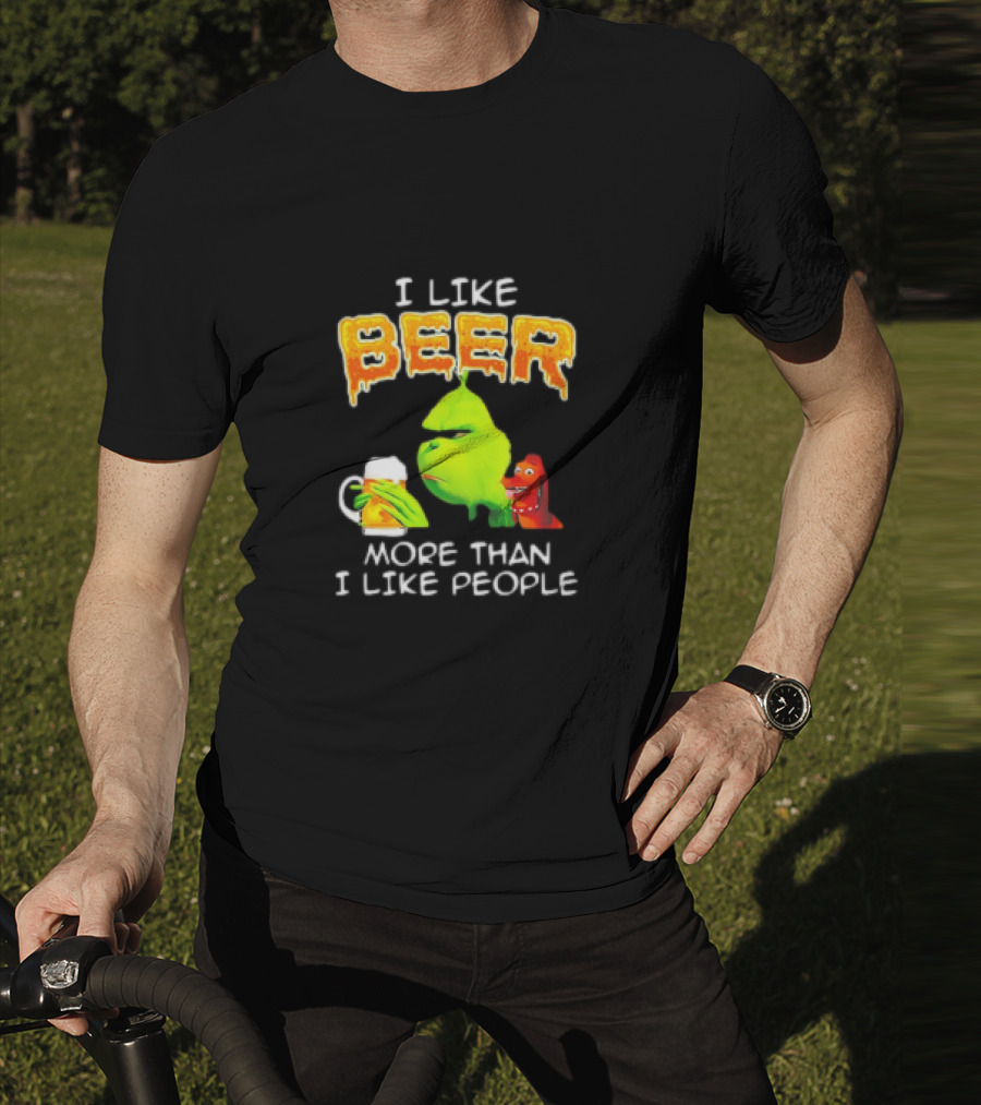 Grinch I Like Beer More Than I Like People With Dog Iconic T-Shirt