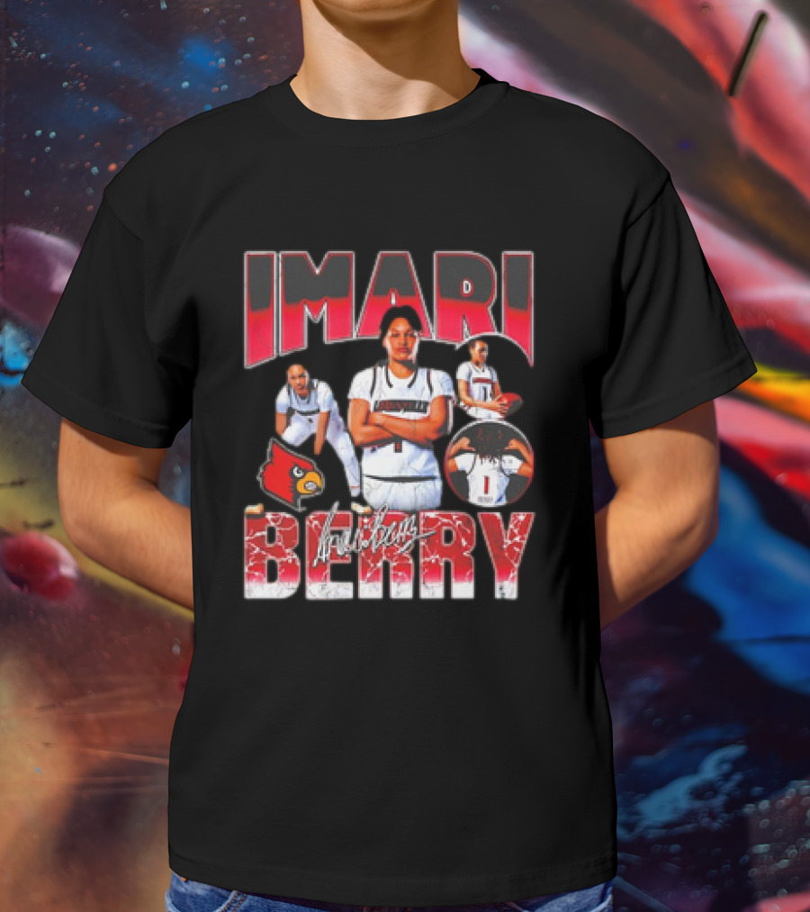 IMARI BERRY Louisville Cardinals Basketball Player Collage T-Shirt