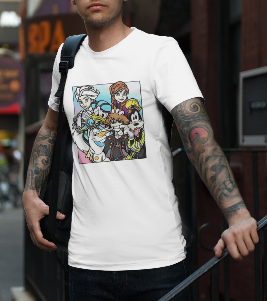 Disney Kingdom Hearts Frozen Characters Crossover T-Shirt