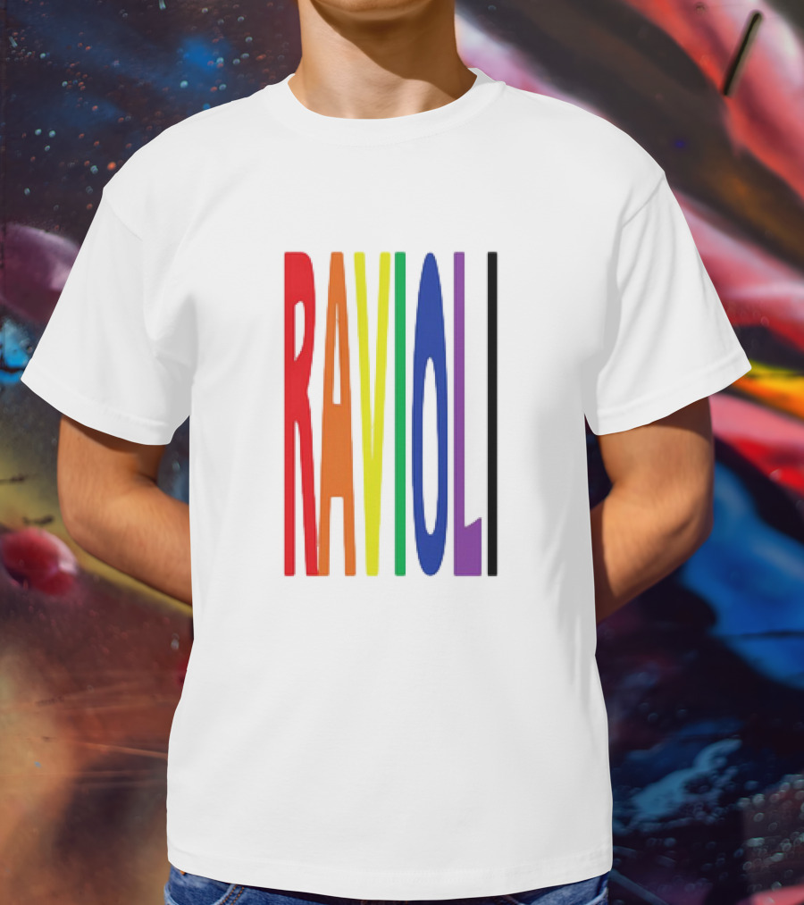 Ravioli Rainbow Colorful Block Letters T-Shirt