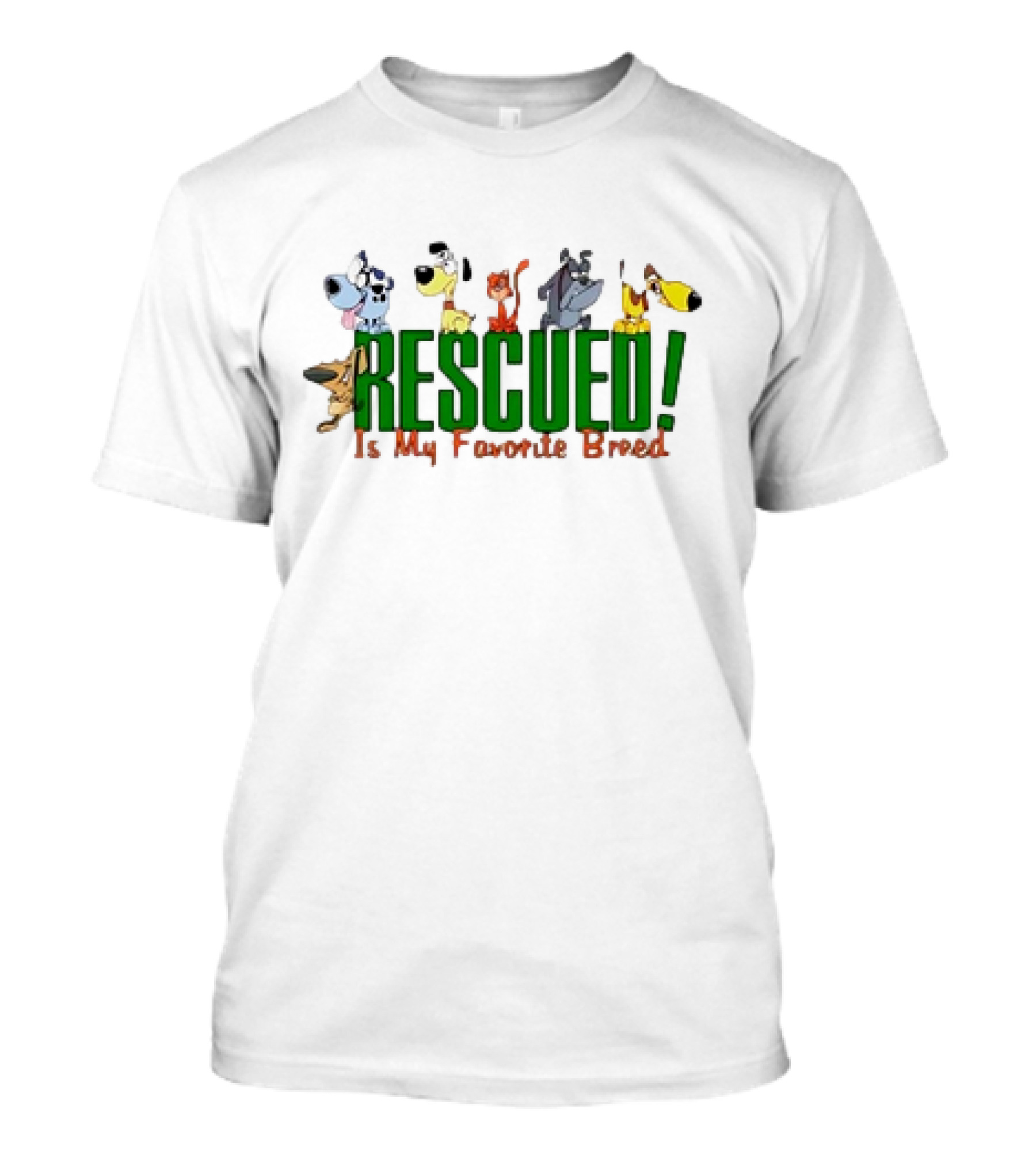 Rescued Is My Favorite Breed Cartoon Dogs Together T-Shirt