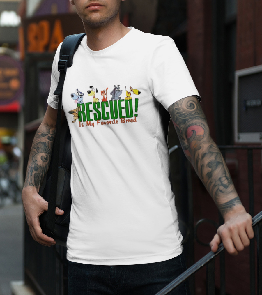 Rescued Is My Favorite Breed Cartoon Dogs Together T-Shirt