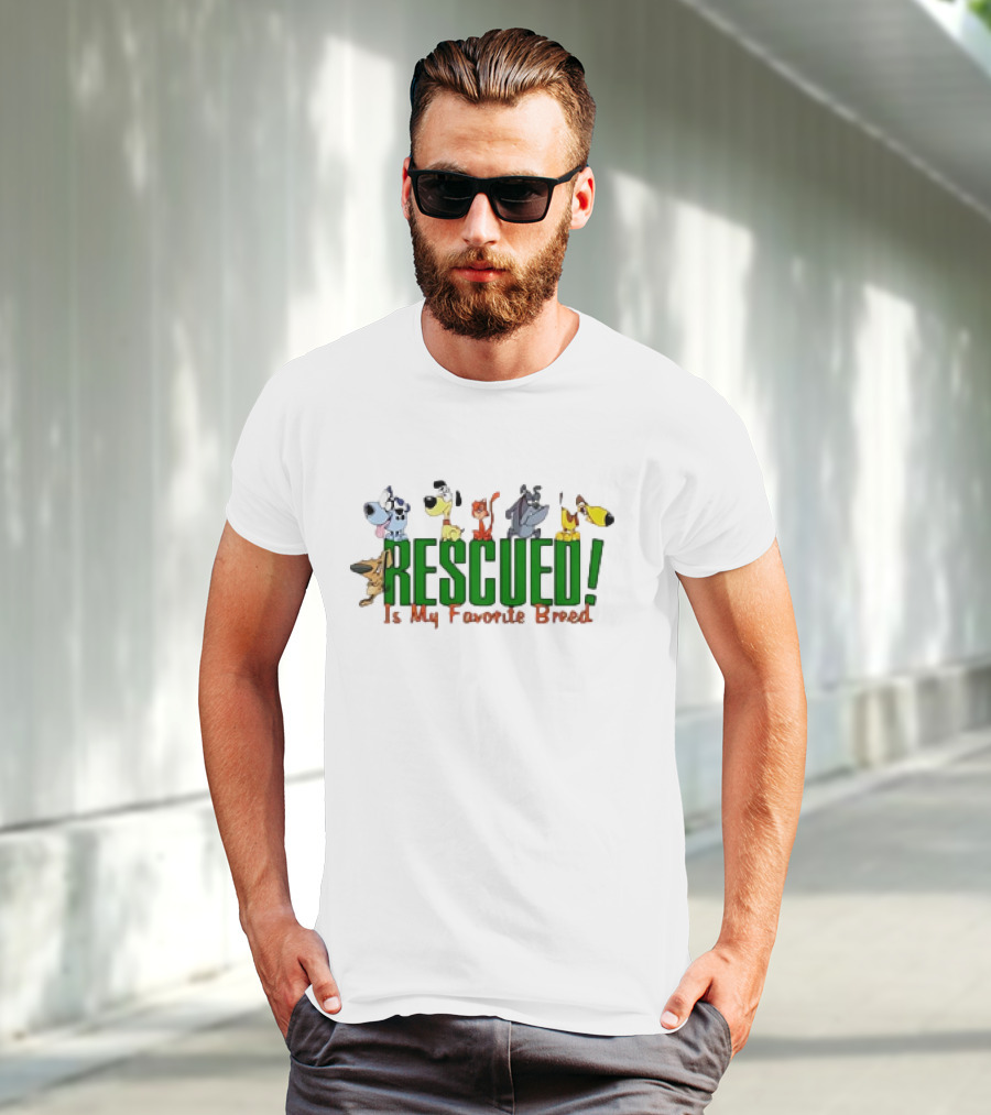 Rescued Is My Favorite Breed Cartoon Dogs Together T-Shirt