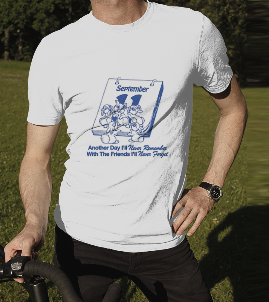 September 11 Calendar Imagery With Cartoon Rabbits And Friendship T-Shirt