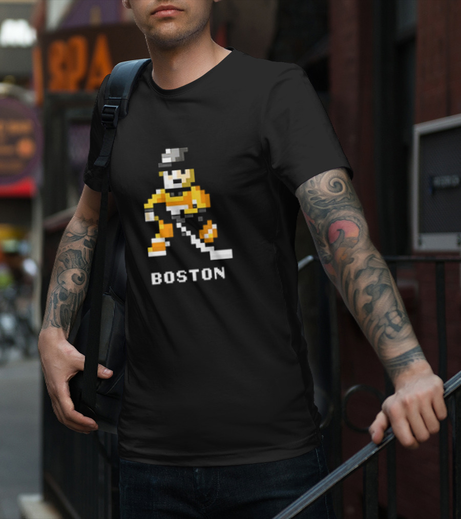Boston Pixelated Hockey Player T-Shirt