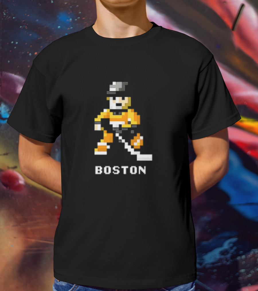 Boston Pixelated Hockey Player T-Shirt