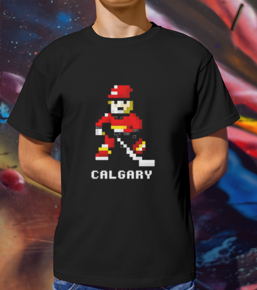 Calgary Hockey Pixelated Player T-Shirt