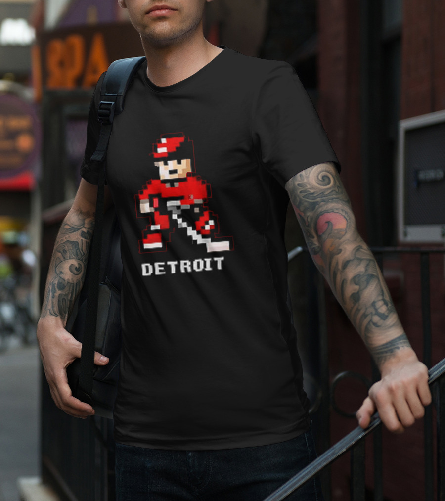 Detroit 8-Bit Hockey Player T-Shirt