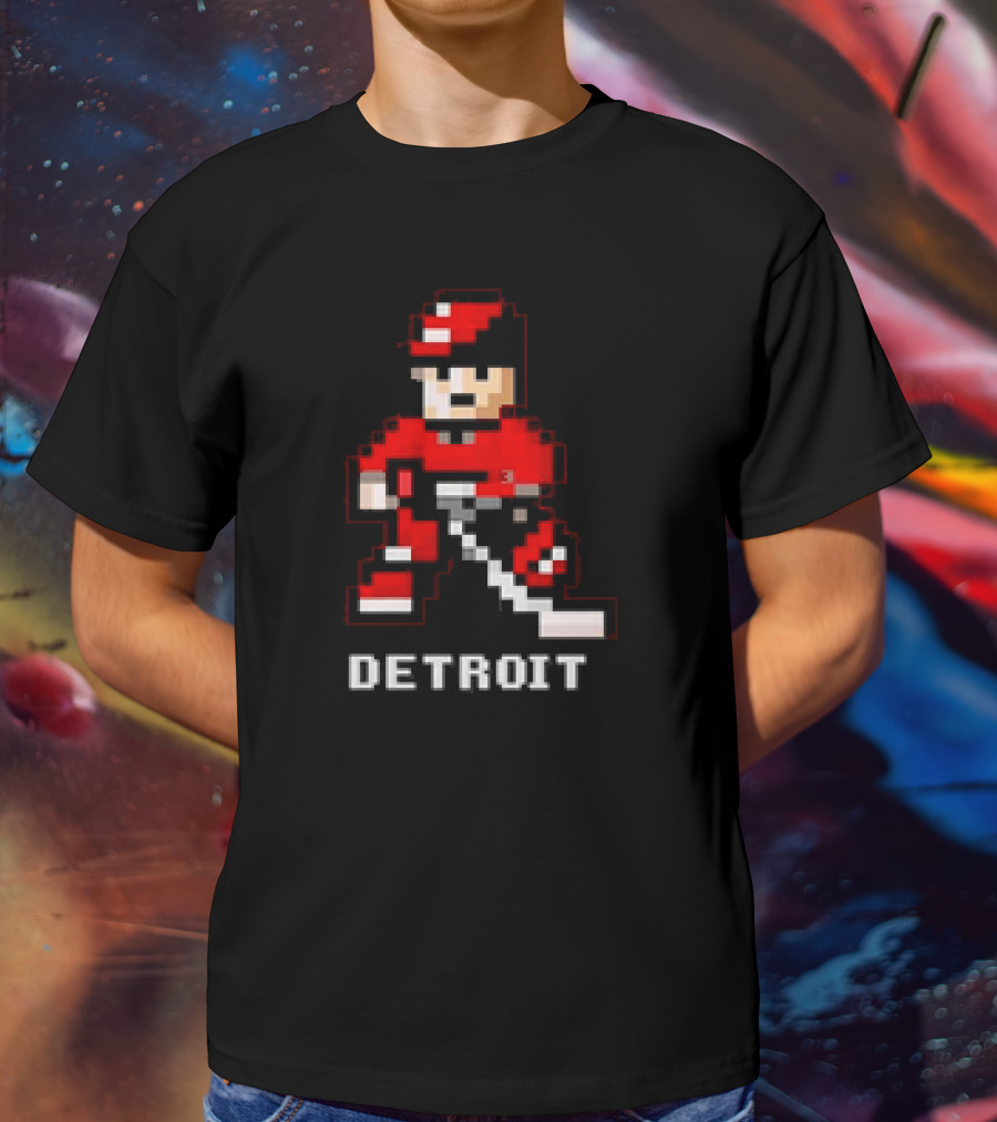 Detroit 8-Bit Hockey Player T-Shirt