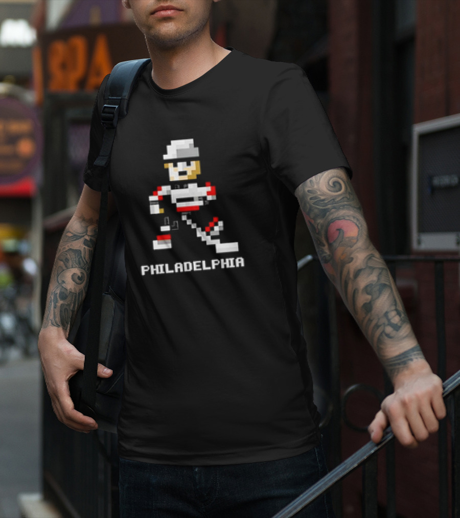 Philadelphia 8-Bit Hockey Pixel Art Player T-Shirt