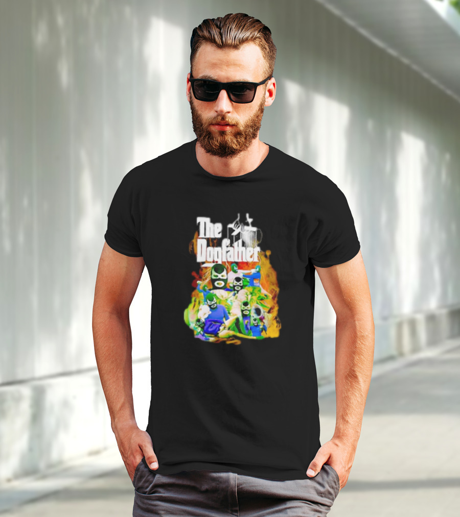 The Dogfather Powerfish Masked Characters In Colorful Scene T-Shirt