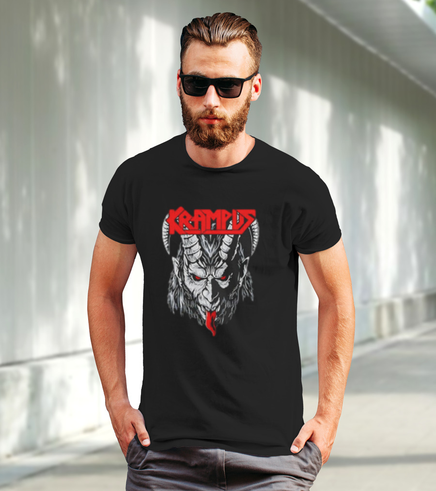 Scerry Krampus Christmas Krampus Horned Demon Face T-Shirt
