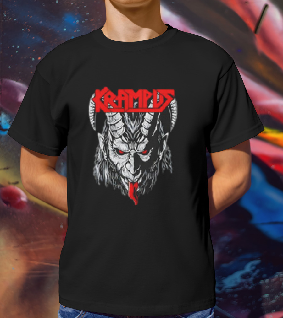 Scerry Krampus Christmas Krampus Horned Demon Face T-Shirt