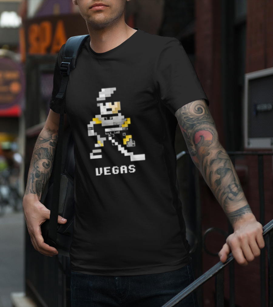 Vegas Retro Pixel Hockey Player T-Shirt