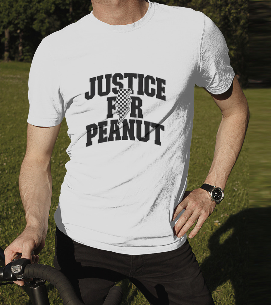 Justice For Peanut Animals Protection Movement With Checkered Bolt T-Shirt