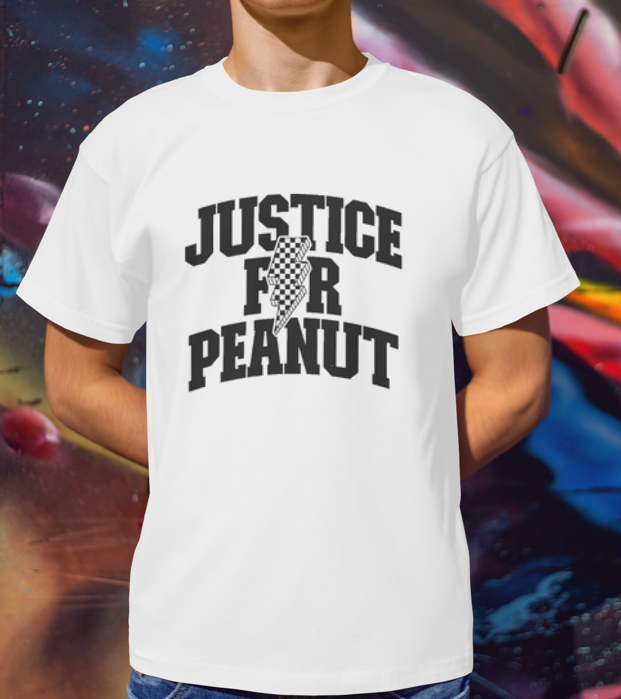 Justice For Peanut Animals Protection Movement With Checkered Bolt T-Shirt