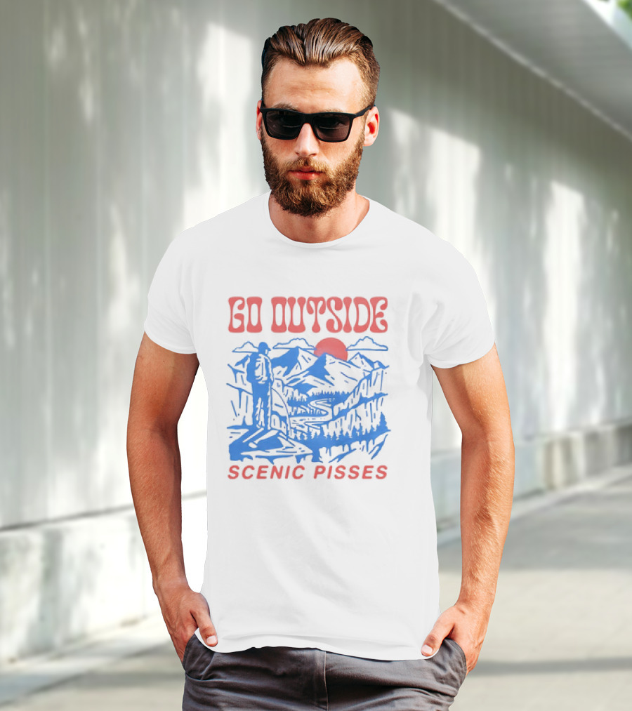 Go Outside Mountain Scenic Pisses T-Shirt