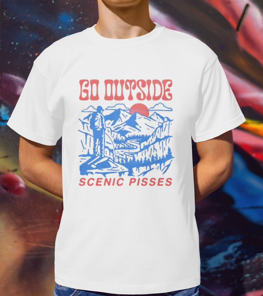 Go Outside Mountain Scenic Pisses T-Shirt