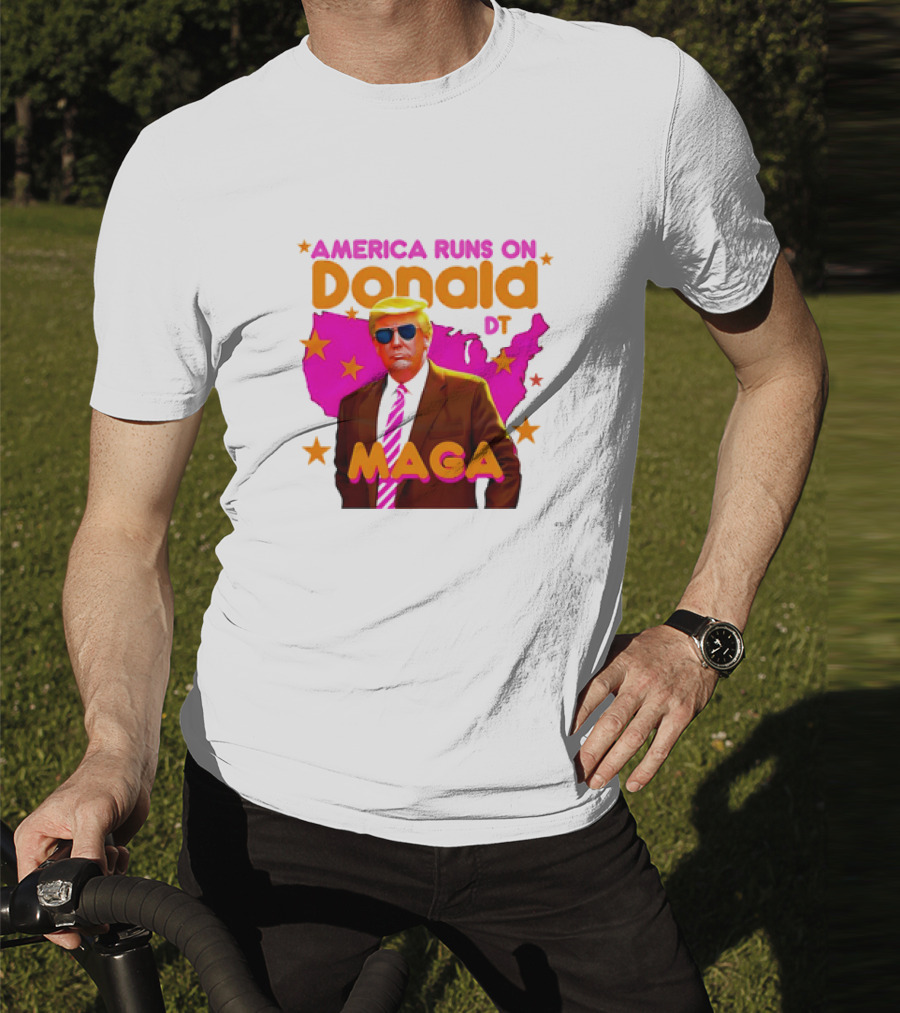 America Runs On Donald DT MAGA With Map And Stars T-Shirt