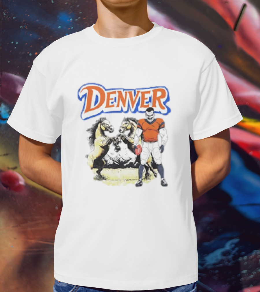 Denver Football American Team Sports Player With Horses T-Shirt