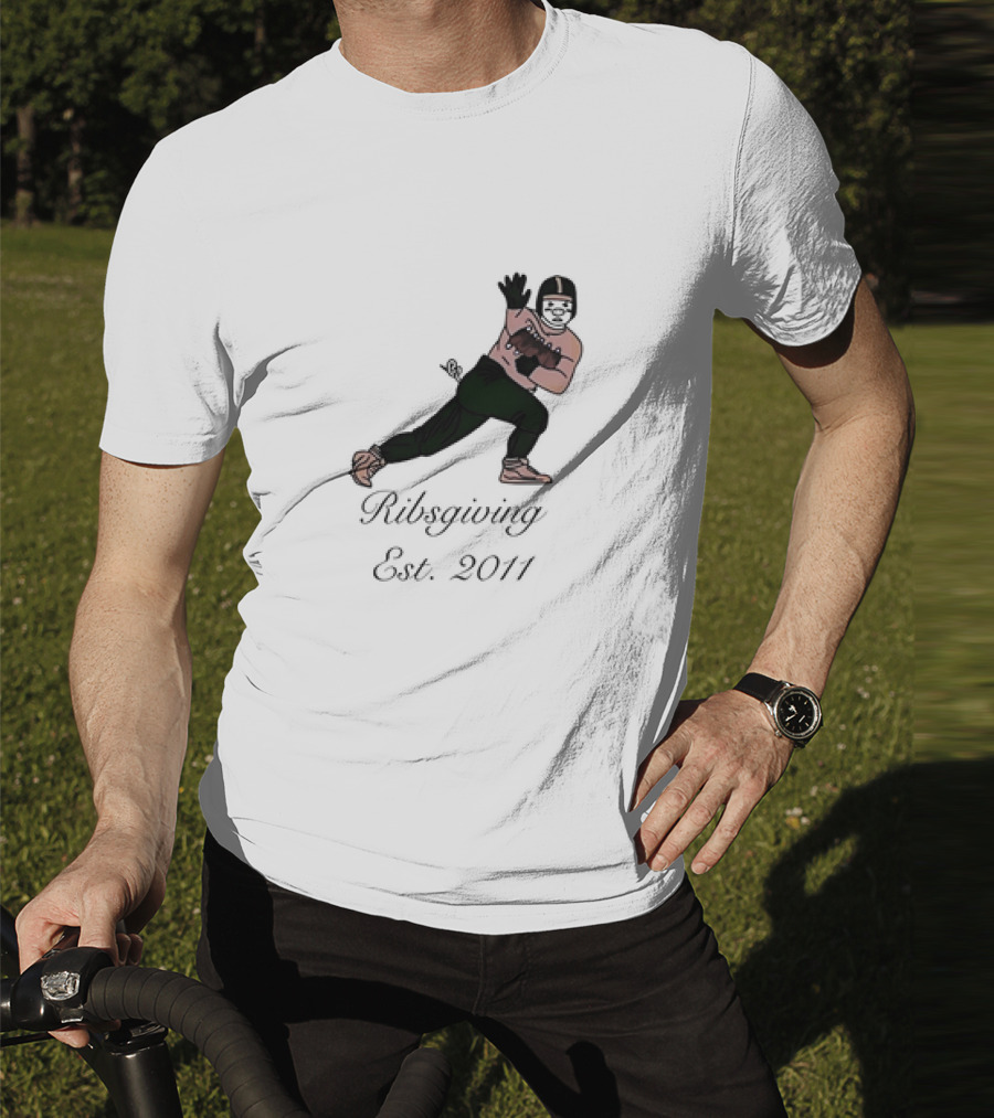Green Pig Ribsgiving Est. 2011 Football Player T-Shirt