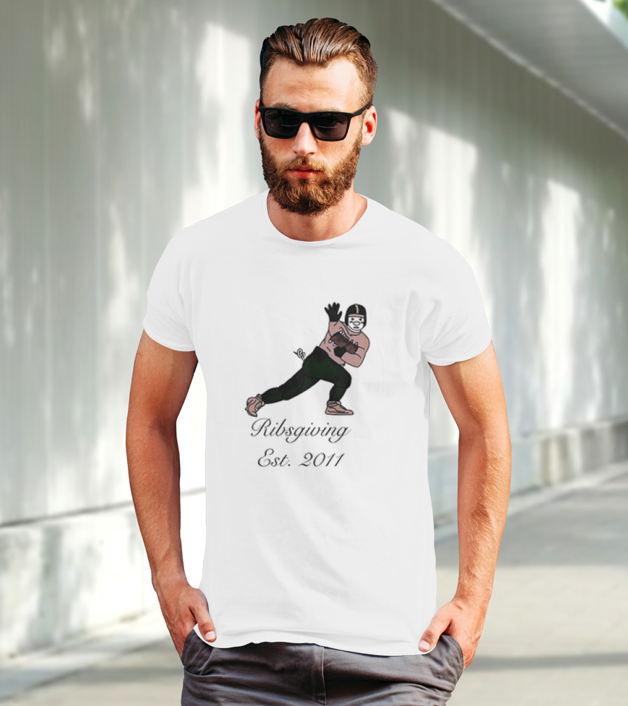 Green Pig Ribsgiving Est. 2011 Football Player T-Shirt