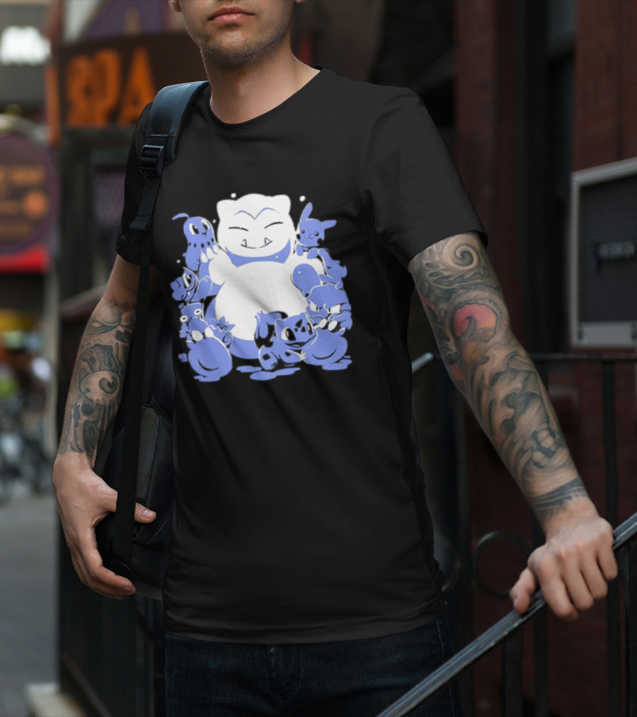 Snorlax Snowman Surrounded By Pokémon Snowlaxman T-Shirt