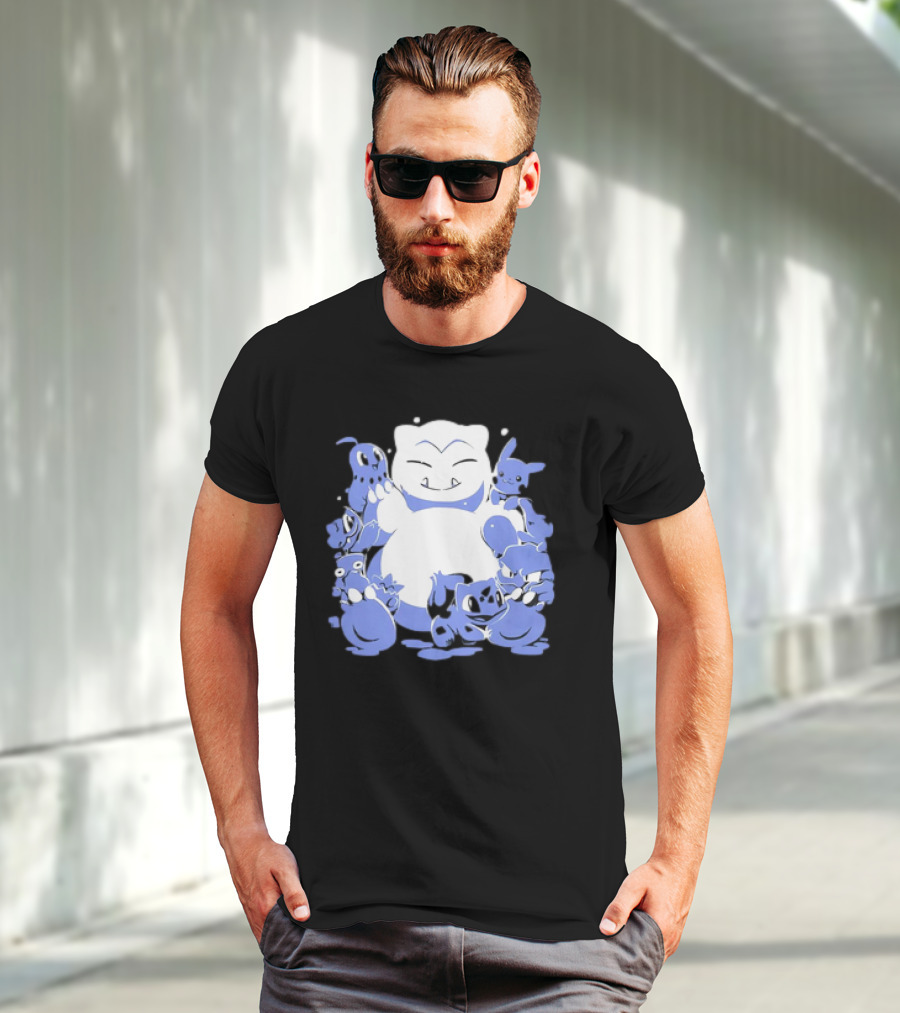 Snorlax Snowman Surrounded By Pokémon Snowlaxman T-Shirt