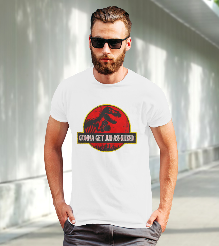 Gonna Get Jur-Ass-Kicked Dinosaur Boxing Red T-Shirt
