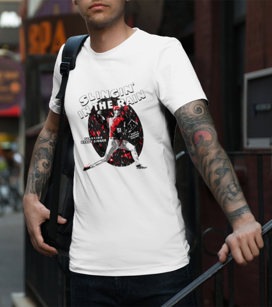 Slingin' In The Rain Starring Brady Singer Major League Royals T-Shirt