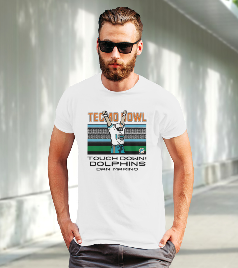 TECMO BOWL TOUCH DOWN DOLPHINS DAN MARINO VINTAGE MIAMI DOLPHINS T-Shirt