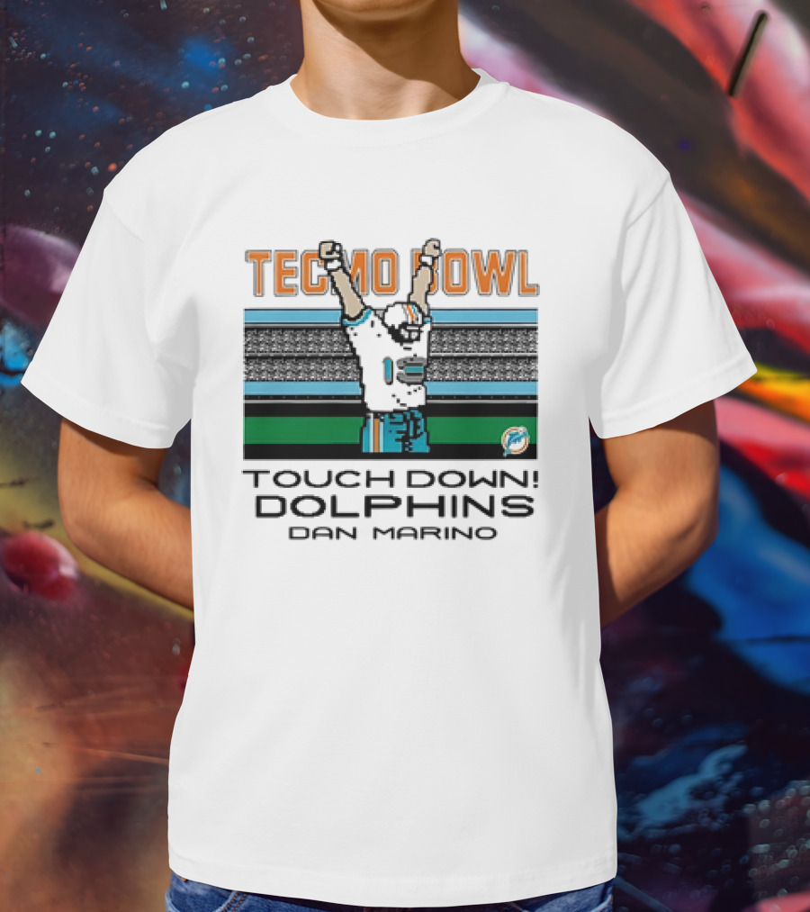 TECMO BOWL TOUCH DOWN DOLPHINS DAN MARINO VINTAGE MIAMI DOLPHINS T-Shirt