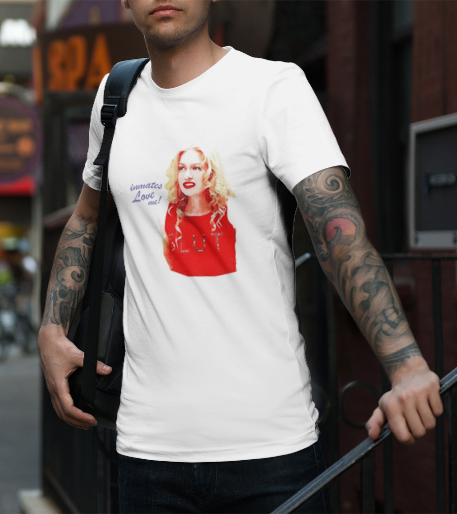 Inmates Love Me Slut Red Top Blonde Woman T-Shirt