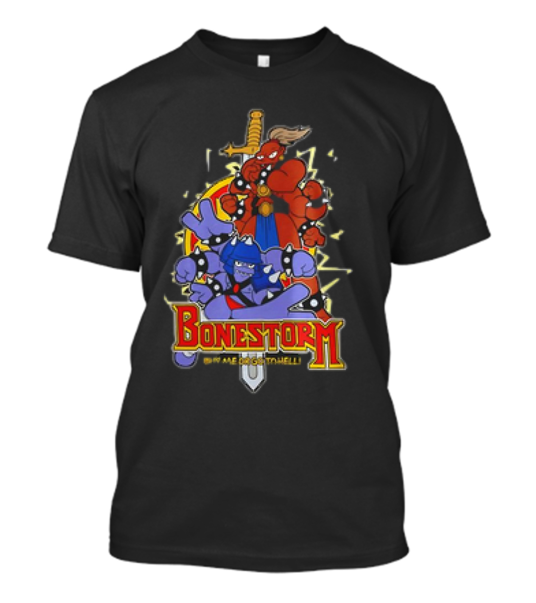 Bonestorm Buy Me Or Go To Hell Sword-Wielding Monsters Action T-Shirt
