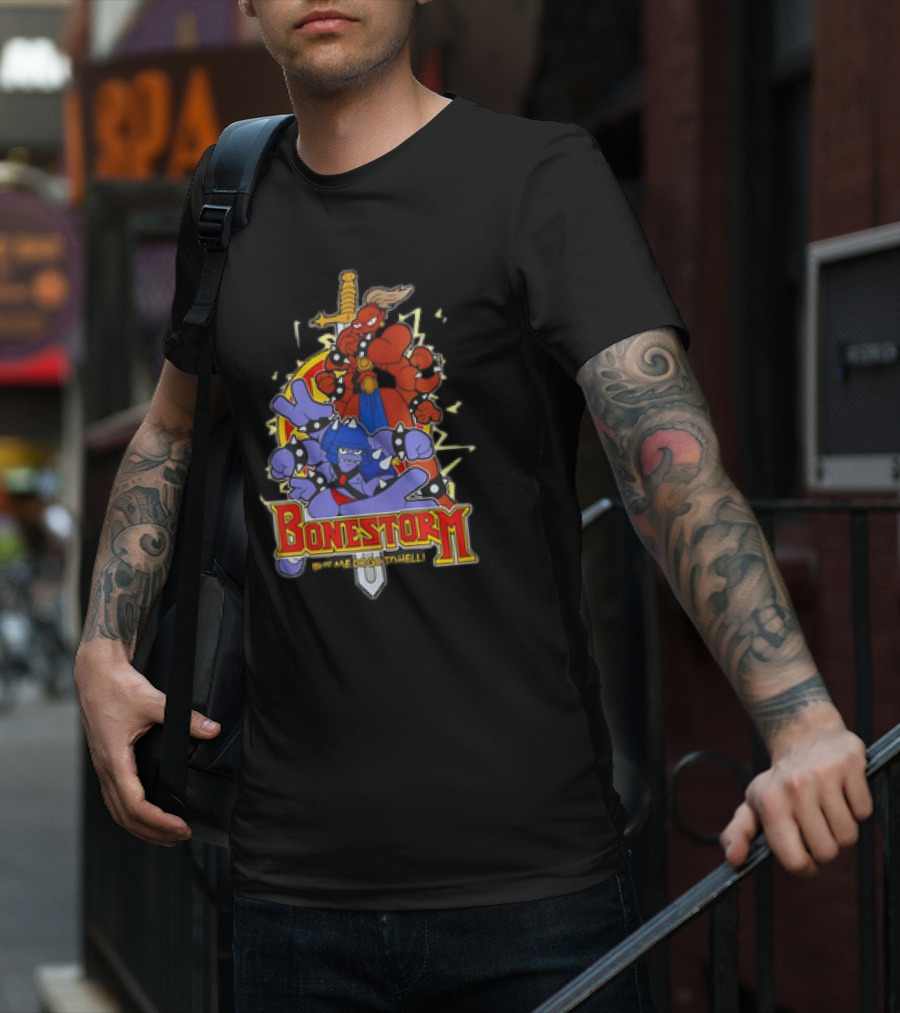 Bonestorm Buy Me Or Go To Hell Sword-Wielding Monsters Action T-Shirt